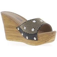 chaussmoi compensated clogs black 10cm heel and studded plateau glitte ...