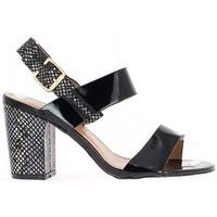Chaussmoi Black Sandals heel square 9 cm-painted women\'s Sandals in black