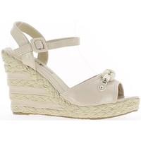 chaussmoi wedge sandals 11cm heel and shelf painted beige woman womens ...