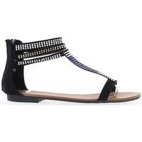 Chaussmoi Bi-colour rhinestone black flat sandals women\'s Sandals in black