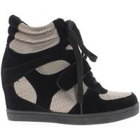 chaussmoi black rising wedge sneakers at 75 cm heel womens trainers in ...