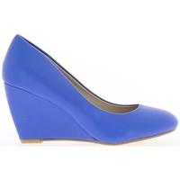chaussmoi offset blue woman with 8cm heels womens court shoes in blue