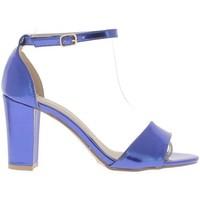 Chaussmoi Blue sandals heel 8, 5cm metallic aspect square women\'s Sandals in blue