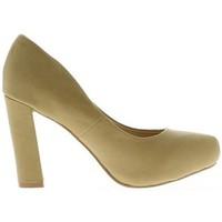 chaussmoi pumps heel beige platform 9cm womens court shoes in beige