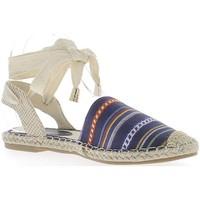 Chaussmoi Espadrilles ouvertes bleues et multicolores avec lacet cheville women\'s Espadrilles / Casual Shoes in blue