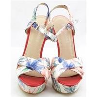 Chrysanthou Shoes, size 4/37 red & blue floral print platform sandals