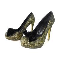 Chinese Laundry Size 7 Black and Gold Glitter Heeled Shoes