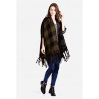 CHECKED TASSEL CAPE