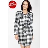 CHECK POCKET UTILITY SHIRT DRESS