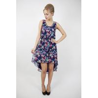 chiffon ditsy print step hem dress