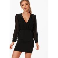 Chiffon and Crepe Tailored Dress - black