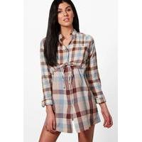 Check Shirt Dress - blue