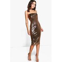 Choker Metallic Bandeau Midi Dress - bronze