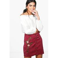 Chunky Cord Embroidered Side Skirt - berry