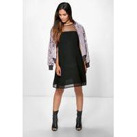 charlotte chiffon and mesh swing dress black