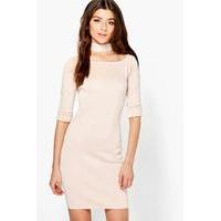 Choker Knit Dress - beige