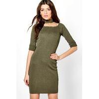 choker knit dress khaki