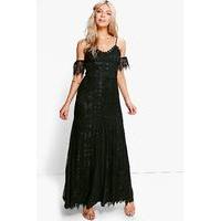 Che Lace Panelled Maxi Dress - black