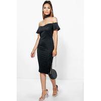 Choker Off Shoulder Midi Dress - black