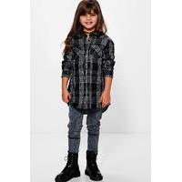 checked shirt dress black