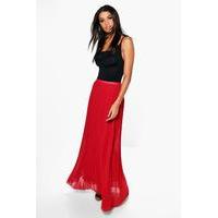 Chiffon Pleated Maxi Skirt - berry