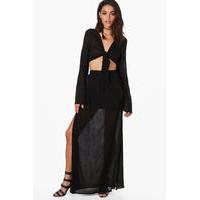 Cheesecloth Crop & Maxi Skirt Co-Ord - black