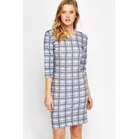 checked long sleeves bodycon dress