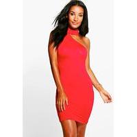 Choker Detail Bodycon Mini Dress - red