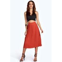 chiffon pleated midi skirt rust