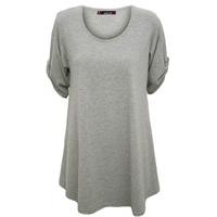 Chantel Flared Scoop Neck Short Sleeve Top - Grey