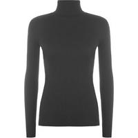 Christal Ribbed Polo Neck Top - Black