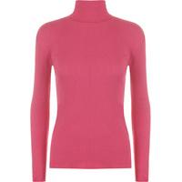 Christal Ribbed Polo Neck Top - Cerise