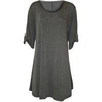 Chantel Flared Scoop Neck Short Sleeve Top - Dark Grey