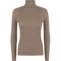 Christal Ribbed Polo Neck Top - Mocha