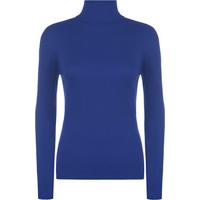 Christal Ribbed Polo Neck Top - Royal Blue