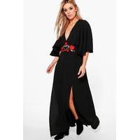 Charlie Embroidered Plunge Maxi - black