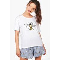Charity Bee PJ Short Set - white