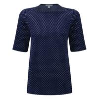 Check Slash Neck Top (Navy Spot / 10)