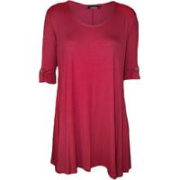 Chantel Flared Scoop Neck Short Sleeve Top - Cerise