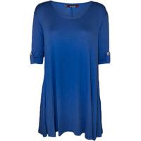 chantel flared scoop neck short sleeve top royal blue