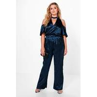 Charlotte Choker Satin Jumpsuit - navy