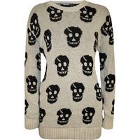 christa skull pattern knitted jumper stone