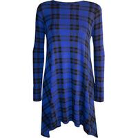 Cheryl Blue Tartan Swing Dress - Blue