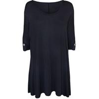 Chantel Flared Scoop Neck Short Sleeve Top - Navy Blue