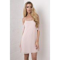 Chiffon off the Shoulder Dress in Pink