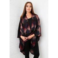 Checked Aztec Cape in Navy and Maroon