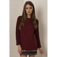 Chunky Cable Knit Jumper in Maroon