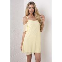 Chiffon off the Shoulder Dress in Yellow