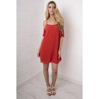 chiffon off the shoulder dress in red