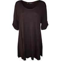 Chantel Flared Scoop Neck Short Sleeve Top - Dark Brown